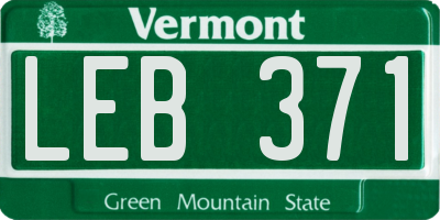 VT license plate LEB371