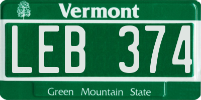 VT license plate LEB374