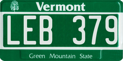 VT license plate LEB379