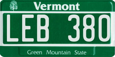 VT license plate LEB380