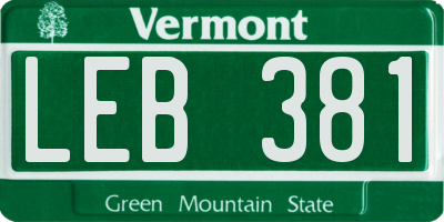 VT license plate LEB381