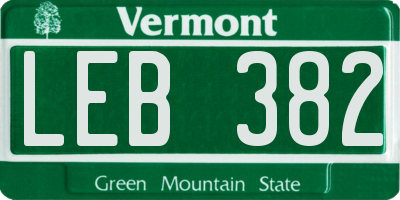 VT license plate LEB382