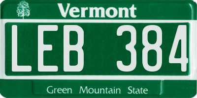 VT license plate LEB384