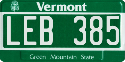 VT license plate LEB385