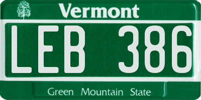VT license plate LEB386