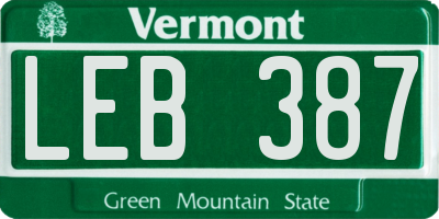 VT license plate LEB387
