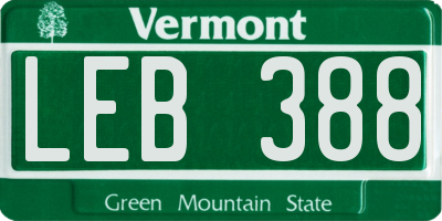 VT license plate LEB388