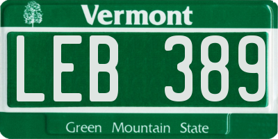 VT license plate LEB389