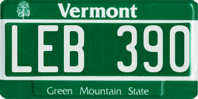 VT license plate LEB390