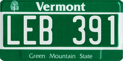 VT license plate LEB391