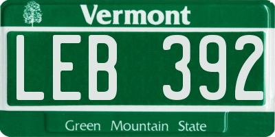 VT license plate LEB392