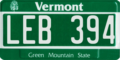 VT license plate LEB394