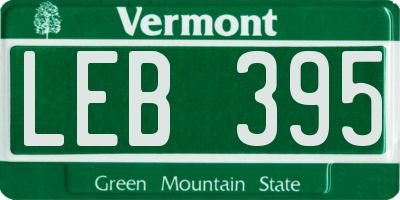 VT license plate LEB395