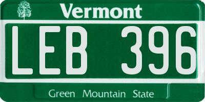 VT license plate LEB396