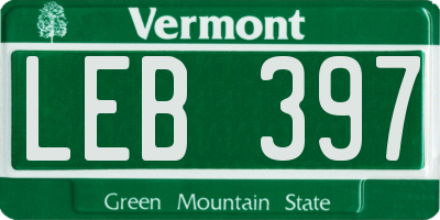 VT license plate LEB397
