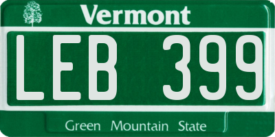 VT license plate LEB399