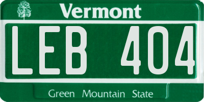VT license plate LEB404