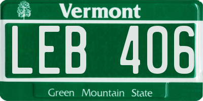VT license plate LEB406