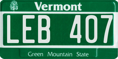 VT license plate LEB407