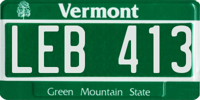 VT license plate LEB413