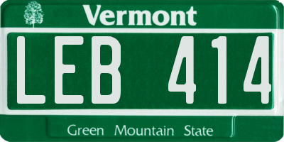 VT license plate LEB414