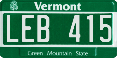 VT license plate LEB415