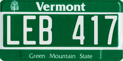 VT license plate LEB417