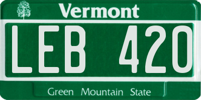 VT license plate LEB420