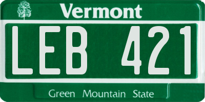 VT license plate LEB421