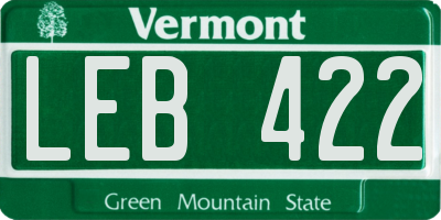 VT license plate LEB422