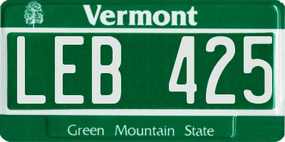 VT license plate LEB425
