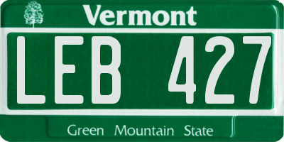 VT license plate LEB427
