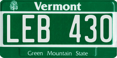 VT license plate LEB430
