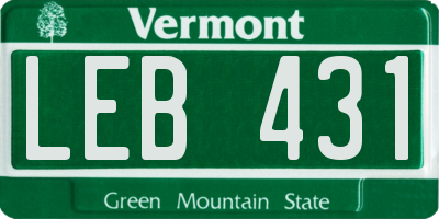 VT license plate LEB431