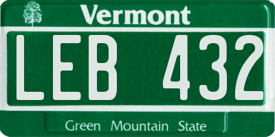 VT license plate LEB432