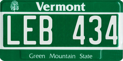 VT license plate LEB434