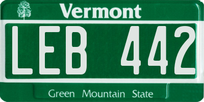 VT license plate LEB442