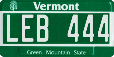 VT license plate LEB444