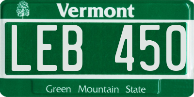 VT license plate LEB450