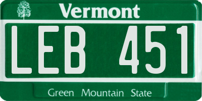 VT license plate LEB451