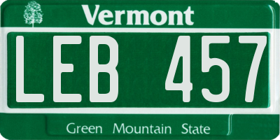 VT license plate LEB457