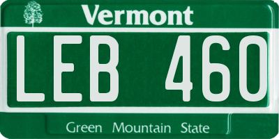 VT license plate LEB460
