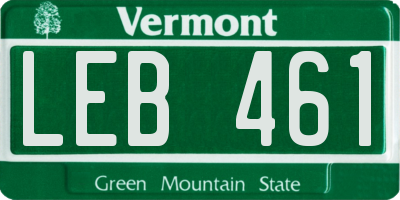 VT license plate LEB461