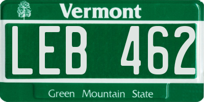 VT license plate LEB462