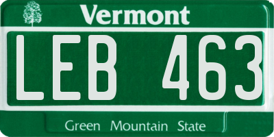 VT license plate LEB463