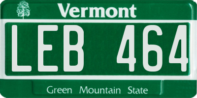 VT license plate LEB464