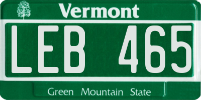 VT license plate LEB465