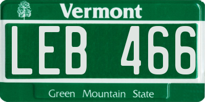 VT license plate LEB466