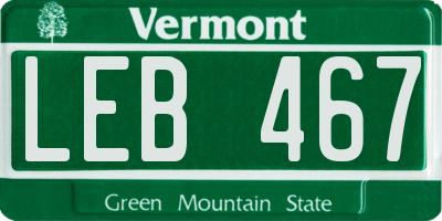 VT license plate LEB467