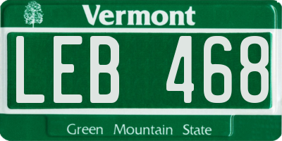 VT license plate LEB468
